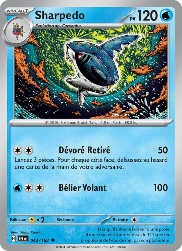 Carte Sharpedo 043/162 – Forces Temporelles