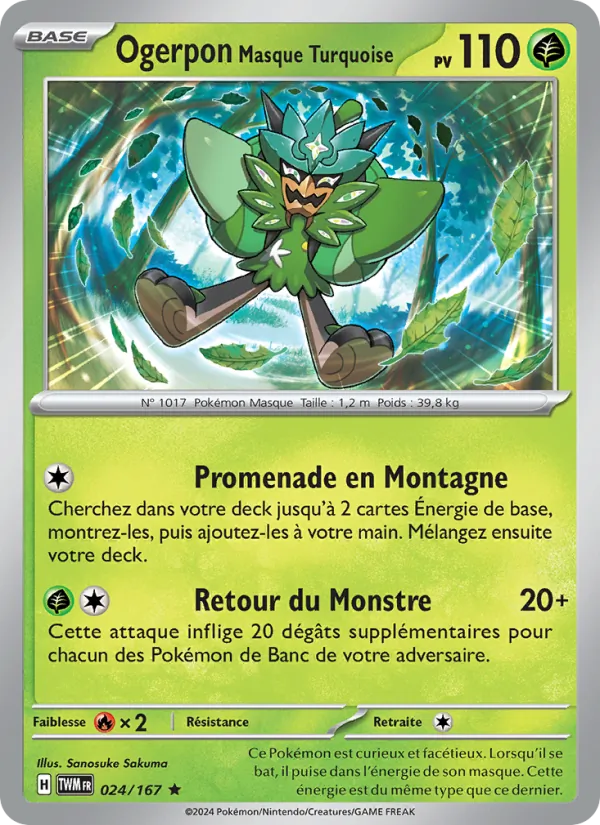 Carte Ogerpon Masque Turquoise 024/167 – Mascarade Crépusculaire