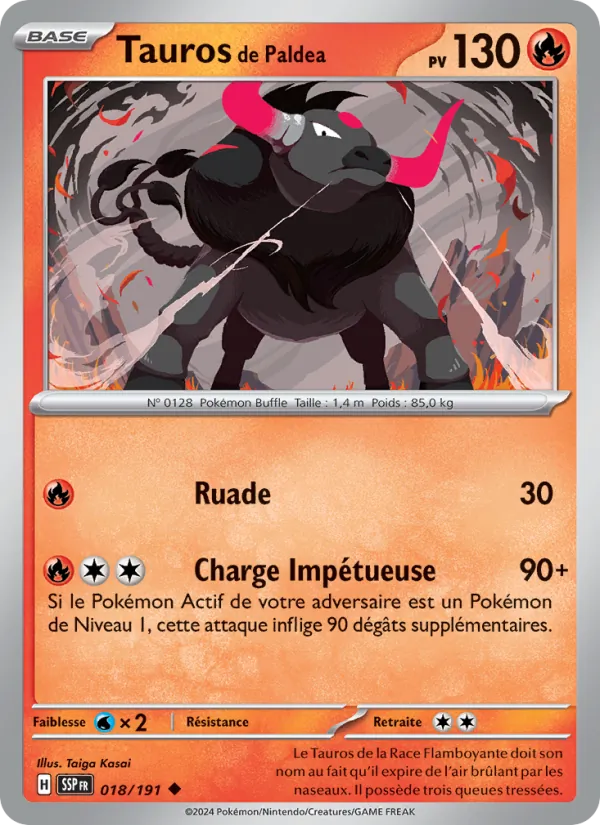 Carte Tauros de Paldea 018/191 – Étincelles Déferlantes