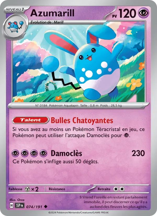 Carte Azumarill 074/191 – Étincelles Déferlantes