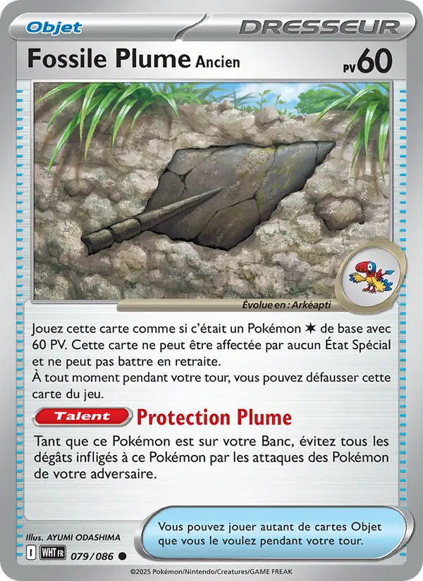 Carte Fossile Plume Ancien 079/086 – Flamme Blanche