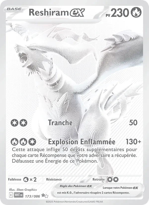Carte Reshiram-ex 173/086 – Flamme Blanche