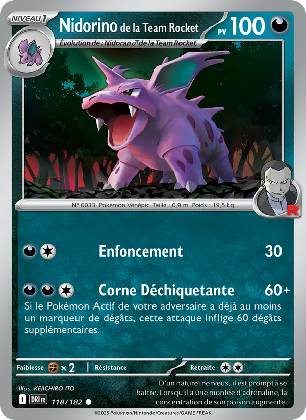 Carte Nidorino de la Team Rocket 118/182 – Rivalités Destinées