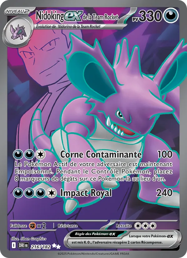 Carte Nidoking-ex de la Team Rocket 216/182 – Rivalités Destinées