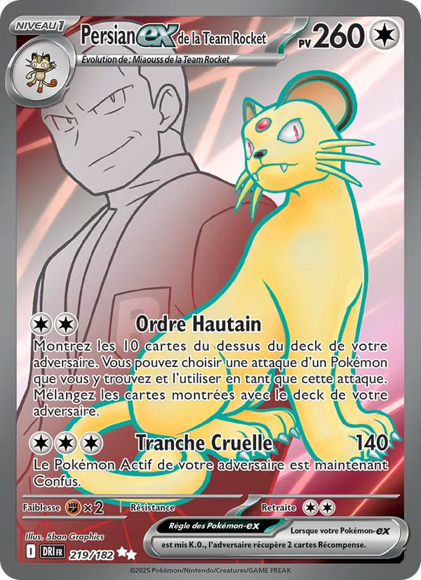 Carte Persian-ex de la Team Rocket 219/182 – Rivalités Destinées