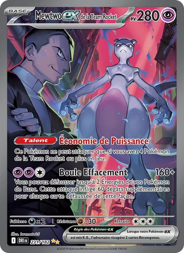 Carte Mewtwo-ex de la Team Rocket 231/182 – Rivalités Destinées