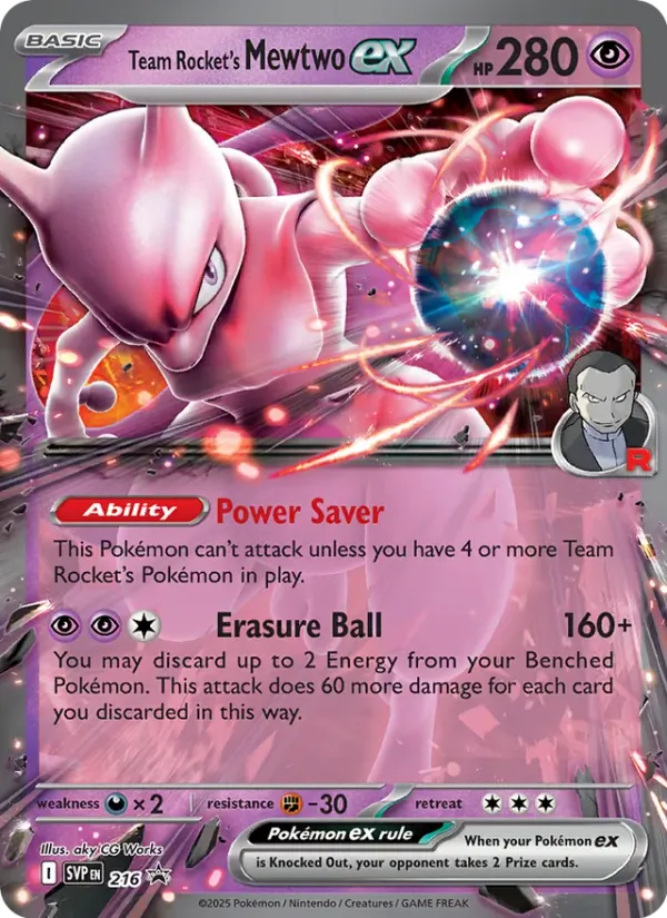 Carte Mewtwo-ex de la Team Rocket 216/225 – Promo SV