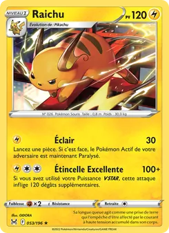 Carte Raichu 053/196 – Origine Perdue