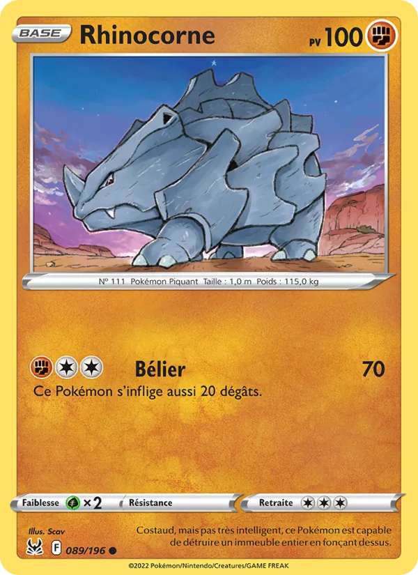 Carte Rhinocorne 089/196 – Origine Perdue