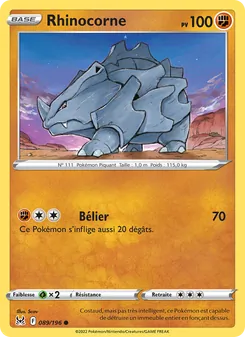 Carte Rhinocorne 089/196 – Origine Perdue