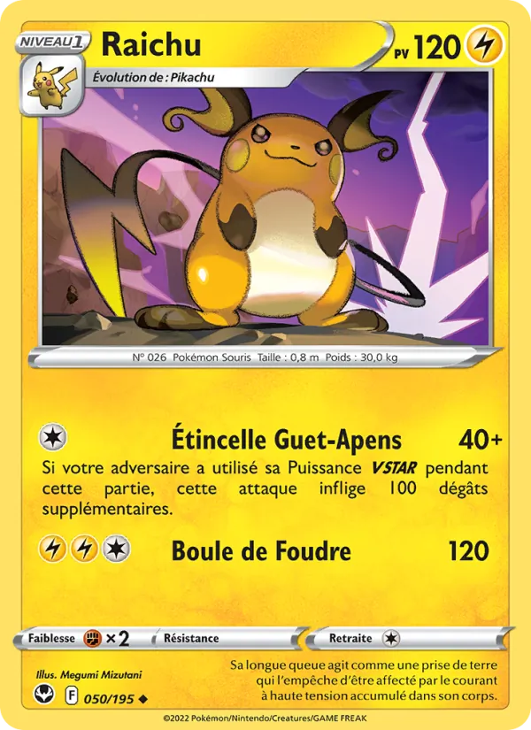 Carte Raichu 050/195 – Tempête Argentée