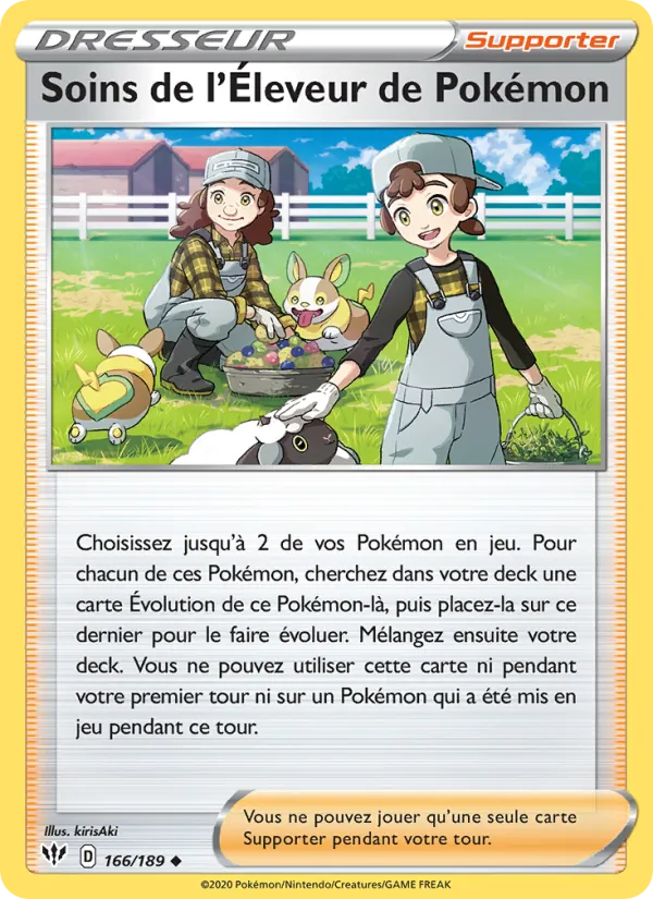 Carte Soins de l'Éleveur de Pokémon 166/189 – Ténèbres Embrasées