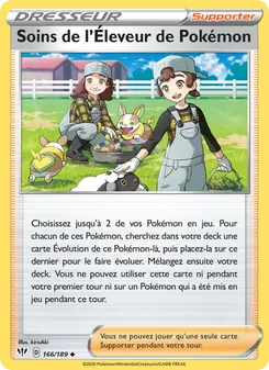 Carte Soins de l'Éleveur de Pokémon 166/189 – Ténèbres Embrasées