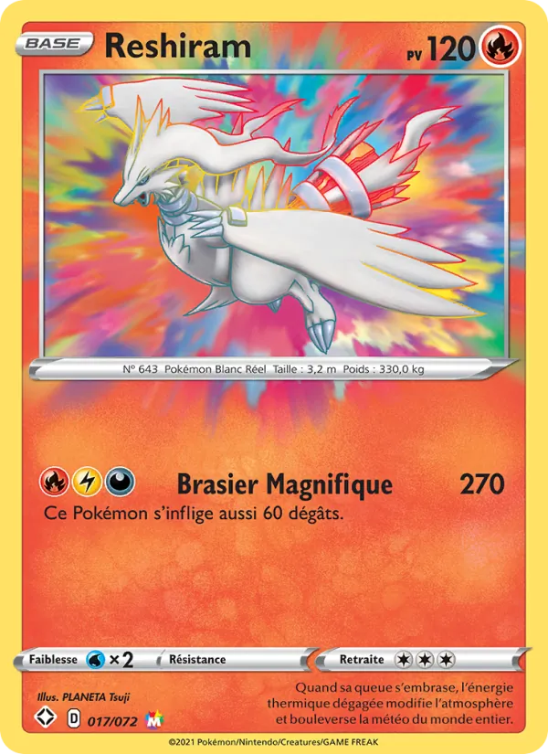 Carte Reshiram 17/72 – Destinées Radieuses