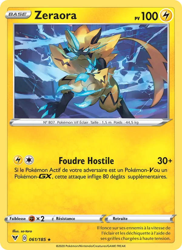 Carte Zeraora 61/185 – Voltage Éclatant