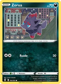 Carte Zorua 102/203 – Évolution Céleste