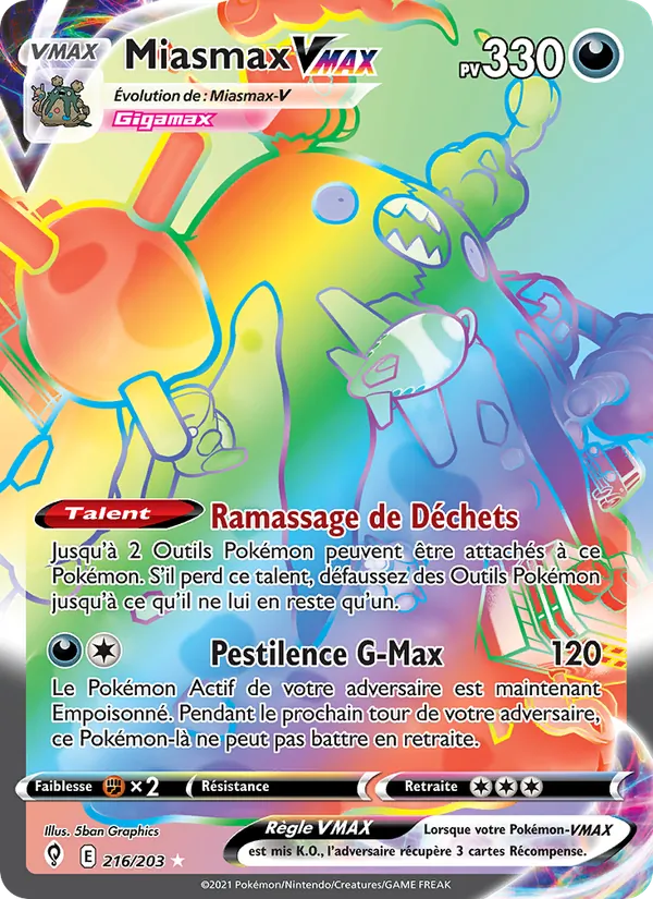 Carte Miasmax VMAX 216/203 – Évolution Céleste