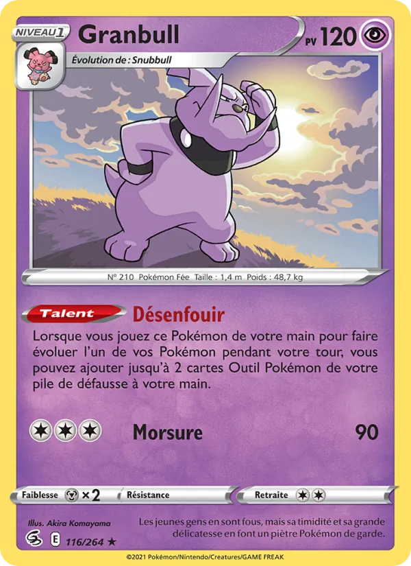 Carte Granbull 116/264 – Poing de Fusion