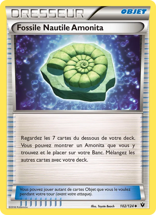 Carte Fossile Nautile Amonita 102/124 – Impact des Destins