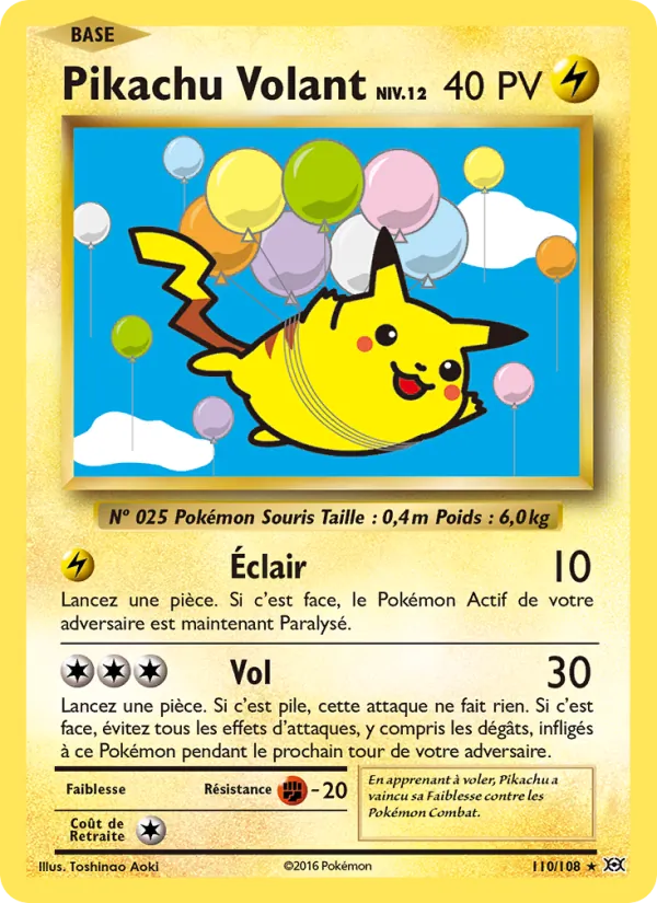 Carte Pikachu Volant 110/108 – Évolutions