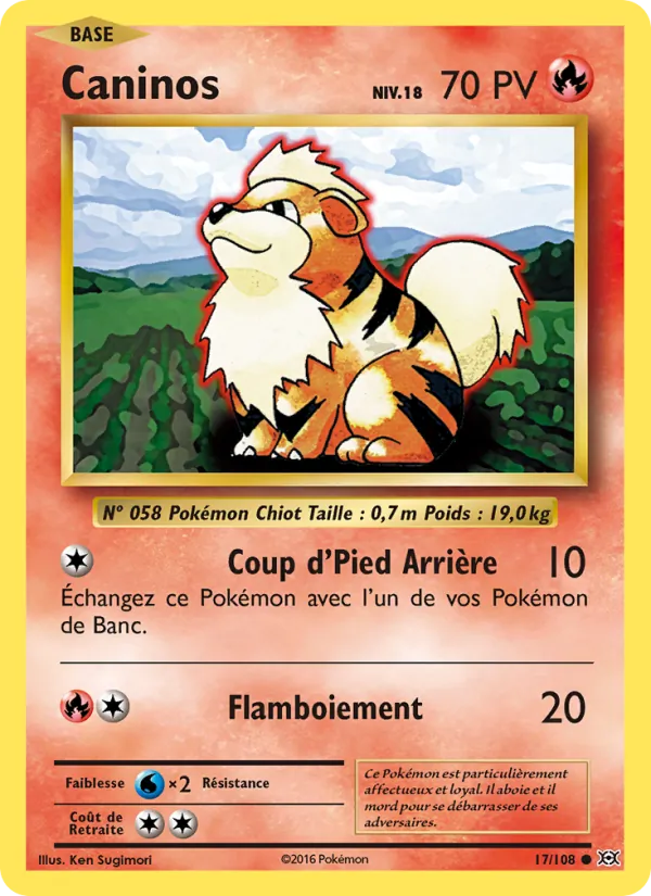 Carte Caninos 17/108 – Évolutions