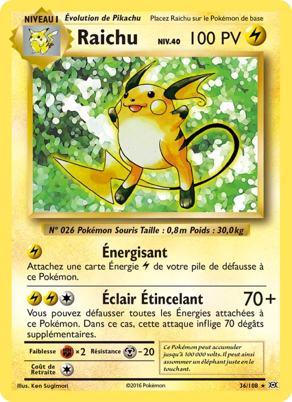Carte Raichu 36/108 – Évolutions