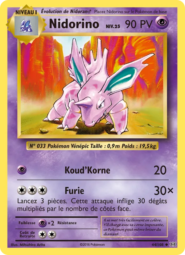 Carte Nidorino 44/108 – Évolutions