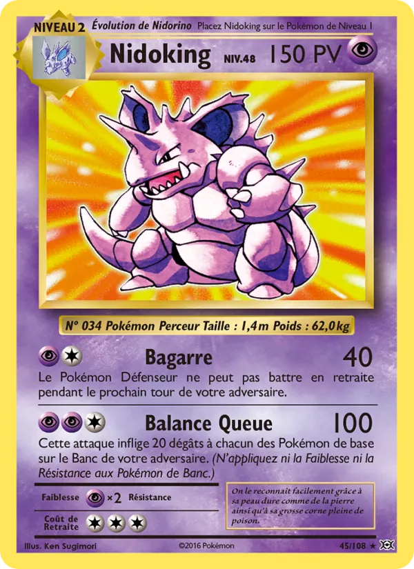 Carte Nidoking 45/108 – Évolutions
