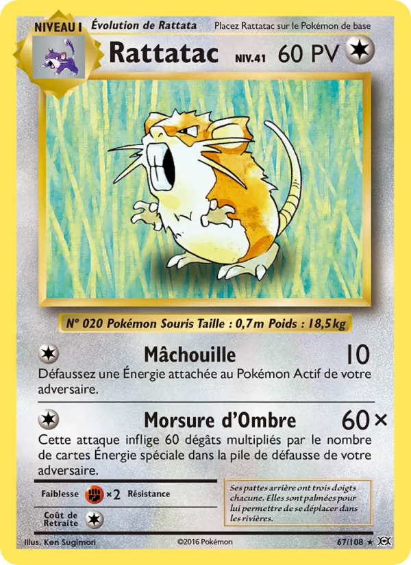 Carte Rattatac 67/108 – Évolutions