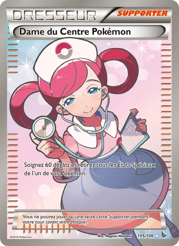 Carte Dame du Centre Pokémon 105/106 – Étincelles